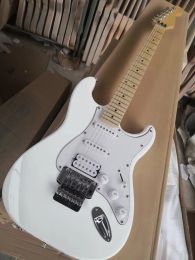 Guitar White Body 6 Strings Electric Guitar with Maple Neck,Chrome Hardware,Provide Customised Service