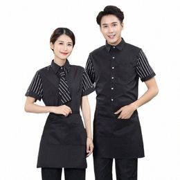 waiter Short-Sleeved Women's Summer Clothes Western Restaurant Overalls Hot Pot Chain Store Uniform Apr Customised Print and E 98AX#