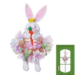 Decorative Flowers 2024 Easter Wreath Cute Spring Door Hanging Wreaths For Front Porch Holiday Window Home Party Supplies