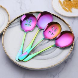 Flatware Sets 1PC Household Public Buffet Serving Spoon Stainless Steel Soup Colander For Ice Cream Dinner Spoons Salad Kitchen Tableware