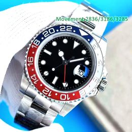 High Clean designer watches 40mm mens watch luxury watch Greenwich Pepsi Bezel Batman Watch 2836/3186/3285 Automatic Mechanical Movementwith Box 904LSteel case