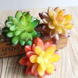 Decorative Flowers 8.5X9cm Large Flower Artificial Succulents Plants Green Purple Orange Yellow Fake Home Garden Decoration Plastic