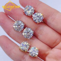 Hello hip-hop 3-10MM AAA Zircon Stud Earrings Screw Back For Women Men Trend Wedding Jewelry Gift