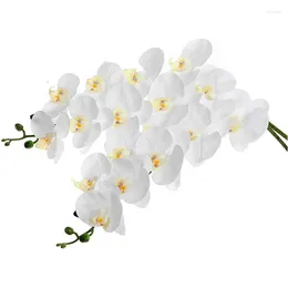 Decorative Flowers 2Pcs 38inch Artificial Real Contact Orchids 9Heads Latex Phalaenopsis Stems For DIY Wedding Centrepieces Kitchen