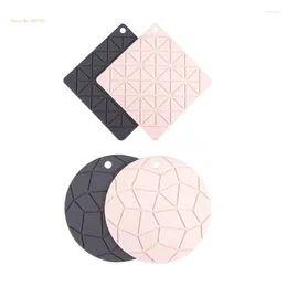 Table Mats 2pcs Heat Resistant Silicone Mat Drink Coasters Insulation Non Slip Pots Holder Dropship