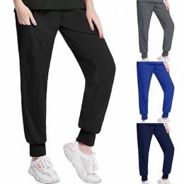 elastic Nurse Pants Women's Surgical Suits Pants Summer Thin Black Loose Tight Waist Large Blue Quick Drying Doctor Work Pants x9qI#