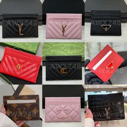 Designer Credit ID Card Holder Purse Luxury Sheepskin Leather Wallet Money Bags Plaid Cardholder Case for Men Women Fashion Mini Cards Bag Coin Purse With box