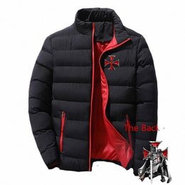 2022 New Men's Knights Templar Printing Fi Solid Tracksuit Thicken Zipper Cott Clothing Winter Warm Leisure Jacket Coat c5kd#