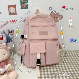 トレンディな韓国語バージョンLARGECAPACITYスクールバッグ軽量シンプルなトラベルバックパックティーンガール多くのポケットバックパック220707