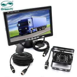 GreenYi Vehicle IR LED Back up Reverse Camera 4-pin Connector + 7" LCD Color TFT Rear View Monitor 800*480 for Bus Truck RV