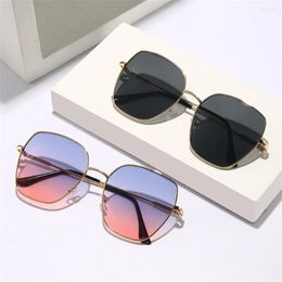 Sunglasses Full Frame Gradient Metal Women's Gold Mirror Lens Shades UV400 Retro Rimless Men Sun Glasses