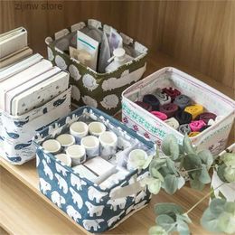 Other Home Storage Organisation 1 printed cotton linen waterproof desktop storage box with handle fabric storage basket Sundries storage box Y240329