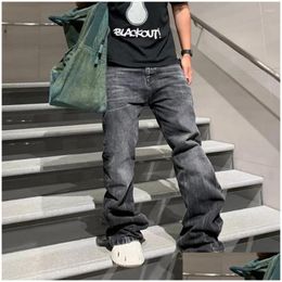 Men'S Jeans Mens Vintage Straight Wide Leg Denim Pants Men And Women High Street Baggy Casual Flare Y2K Oversized Drop Delivery Appar Dhuts