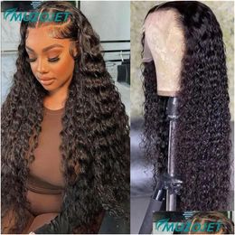 Lace Wigs 13X6 Hd Transparent Water Wave Curly Human Hair Frontal Wig 30 34 Inch 180 Density Pre Plucked Drop Delivery Products Otwtb