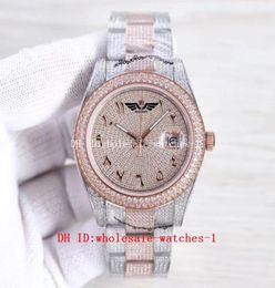 5 Star Super 9 Style Full Diamond Watch President Datejust 41mm 228236 Arabic Script Dial Automatic 18k Sapphire Watches Mens Men5318195