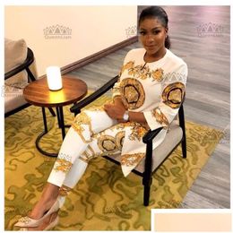 Ethnic Clothing New African Print Elastic Bazin Baggy Pants Rock Style Dashiki Sleeve Famous Suit For Lady Drop Delivery Apparel Dhysl