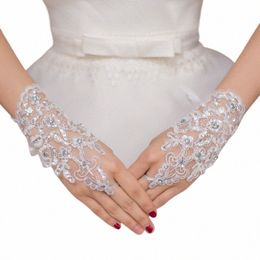 wedding Bride Lace Gloves Fingerl Bridal Gloves Rhineste Glove Short Party Prom Glove Accories for Women and Bride A1Db#