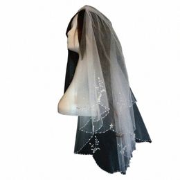 bridal Veils Wedding Veil Two Layer 2T Fingertip Length Chapel Elegant Hand Sew Beading Real Po m8pp#