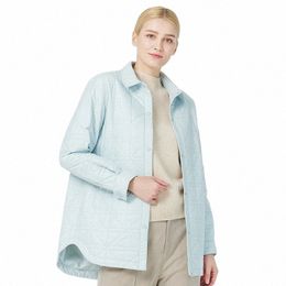 icebear 2023 New Women's Short Coat Spring Autumn Simple Lapel Loose Warm Quilted Jacket Casual Thin Cott Parka GWC3658I t5cV#