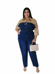 full-length Jumpsuit for Women Jumpsuit Lg Elegant with Jeans Female Casual Shirt Jumpsuit Plus Size Wholesale Dropship q0Be#