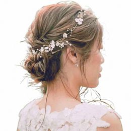 beads Fr Headband Women Pearl Hair Vine Sier Rose Gold Elegant Girls 100cm Hairband Tiara for Wedding Hair Accory 20Nx#