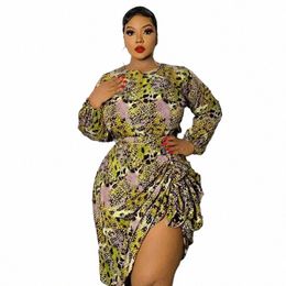 dr 5xl Plus Size Women Clothing Leopard Bodyc Mini Sexy Party Dres Fi Lg Sleeve Fall 2021Wholesale DropShip H0RM#