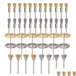 Brush 44 Pieces Mini Wire Wheel Cup Brass Steel Set 1/8Inch M Shank For Power Dremel Rotary Tools Polishing Buf1 Drop Delivery Automob Otw6P