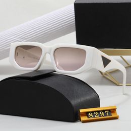 mens designer sunglasses womens sunglasses 8297 Luxury brand Stylish square driving Men's and women's small frame sunglasses pr home white frame tawny pink lens