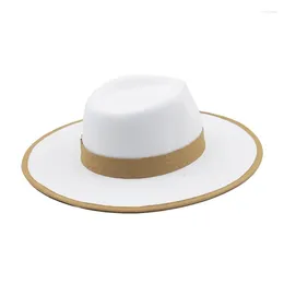 Berets Fedora Hat For Womens Men Flat Top Feather Autumn Winter Wide Brim Dropship