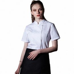 hotel Summer Chef Shirt for Female Restaurant Kitchen Cooking Jacket Catering Cook Uniform Bakery Caffe Shop Waiter Work Clothes R8jH#