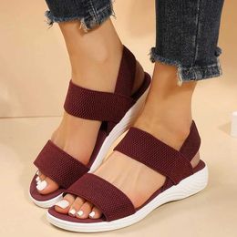Sandals Womens Knitted Elastic Cloth Wedge Lightweight Walking Plus Size Comfortable Summer 2023 H2403286KD9