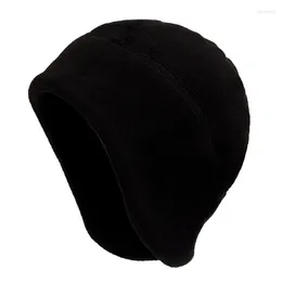 Berets Winter Fleece Men's Hats Snowboard Cycling Warmer Beanies Hat With Ear Flaps Windproof Outdoor Hiking Hunting Casual Men Cap