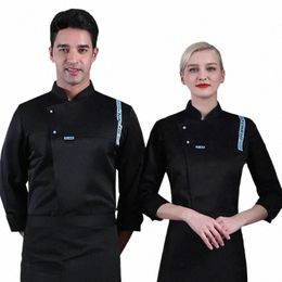 lg Sleeve Restaurant Chef Uniform Kitchen Cooking Cook Coat Hotel Waiter Work Jackets Bakery Cafe Waiter Work Shirt p3B7#