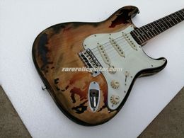 Handmade 1961 Rory Gallagher Heavy Relic 3 Tone Sunburst Electric Guitar Alder Body Aged Pickguard Tremolo bridge Whammy Bar