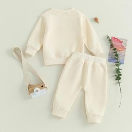 Clothing Sets Born Baby Girl Clothes Toddler Long Sleeve Solid Sweatshirt Elastic Waist Jogger Pants Set Fall Winter Outfit