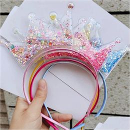 Hair Accessories 2024 Trendy Bling Crown Band Shiny Sequins Princess Headband For Girls Lovely Kids Headwear Birthday Drop Delivery Dh08N