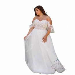 pastoral Wedding Dres Sweetheart Off The Shoulder Bride Gowns Lace Appliques Sweep Train A-Line Vestido De Noiva Plus Size W5bj#