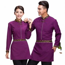 wholesale Work Clothing Hotel Lg Sleeve Waiter Uniform With Apr Western Coffee Shop Waitr Shirt Set KTV Workwear d4UX#