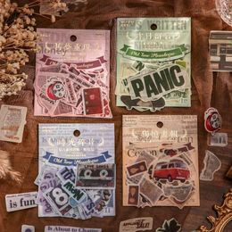 Gift Wrap 40pcs/lot Vintage Spaper Stickers Pack Junk Journal Ephemera Old Times Car Aesthetic DIY Scrapbooking Supplies