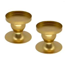 Candle Holders 2 Pieces Holder Pillar Tray Decorative Metal Structure Height 6cm Stand Home Decoration For Fireplace Decor
