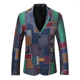 Men's Suits Vintage Patchwork African Blazer Jacket Men Brand Single Breasted Suit Blazers Jackets Party Stage Banquet Prom Costume Homme