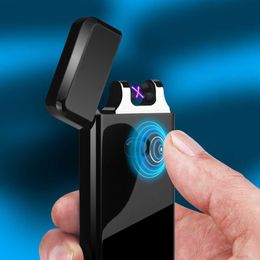 New Pulse Plasma USB Charging Portable Windproof Metal Double Arc Lighter Outdoor Camping BBQ Personalized Customized Men's Gift