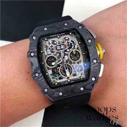 RM11 mens watch designer watches movement automatic luxury Luxury Mens Mechanics Watch Devils Carbon Fiber Black Tess