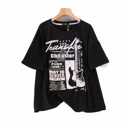 150kg Plus Size Women's Bust 162 Summer Loose Short Sleeve High Street T-shirt Oversize O-Neck Top Black 6XL 7XL 8XL 9XL 10XL z5vg#