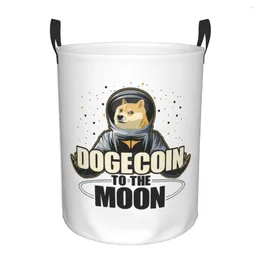 Laundry Bags Dogecoin To The Moon Basket Collapsible Crypto Blockchain BTC Clothes Toy Hamper Storage Bin For Kids Nursery