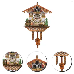 Wall Clocks Home Living Room Cuckoo Indoor Clock Handcrafted Bedroom Wooden Pendulum Decor Hanging Tell The Time Retro Sturdy