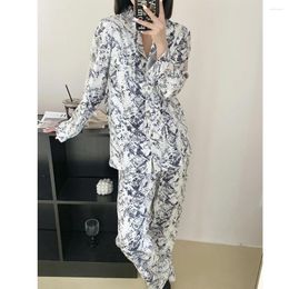 Home Clothing Fashion Snake Skin Texture Printed Pajamas Set Female 2PCS Trouser Suits Pyjama Pour Femme Loose Casual Wear Loungewear