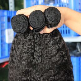 Raw Brazilian Virgin Hair Bundles Kinky Straight Human Hair Weave Bundles Remy Hair Extension 1 3 4 Bundles Coarse Yaki 30 Inch