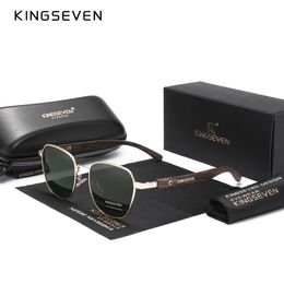 KINGSEVEN Quality Upgrade Ebony wood Sunglasses Men Polarized UV400 Protection Wooden Retro Eyewear Women Outdoor Sports 240322