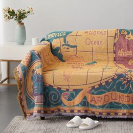 Textile City Jacquard europeo Mappa retrò Coperta lavorata a maglia Caldo asciugamano per divano Tiro antipolvere Cuscino Tappeto 180x230 cm 240325